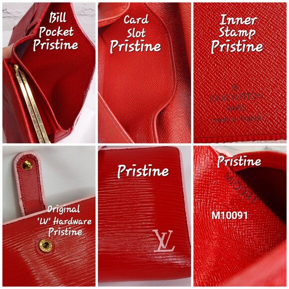 'LOUIS VUITTON' 'EPI' LEATHER CURVED~KISS~LOCK CUSTOM CHERRY RED WALLET - Picture 9 of 16